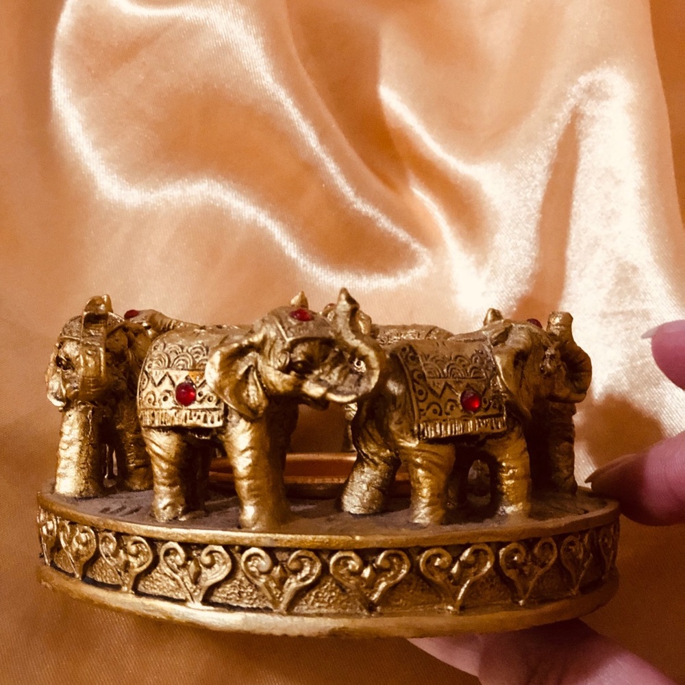 Golden incense burner candle holder
